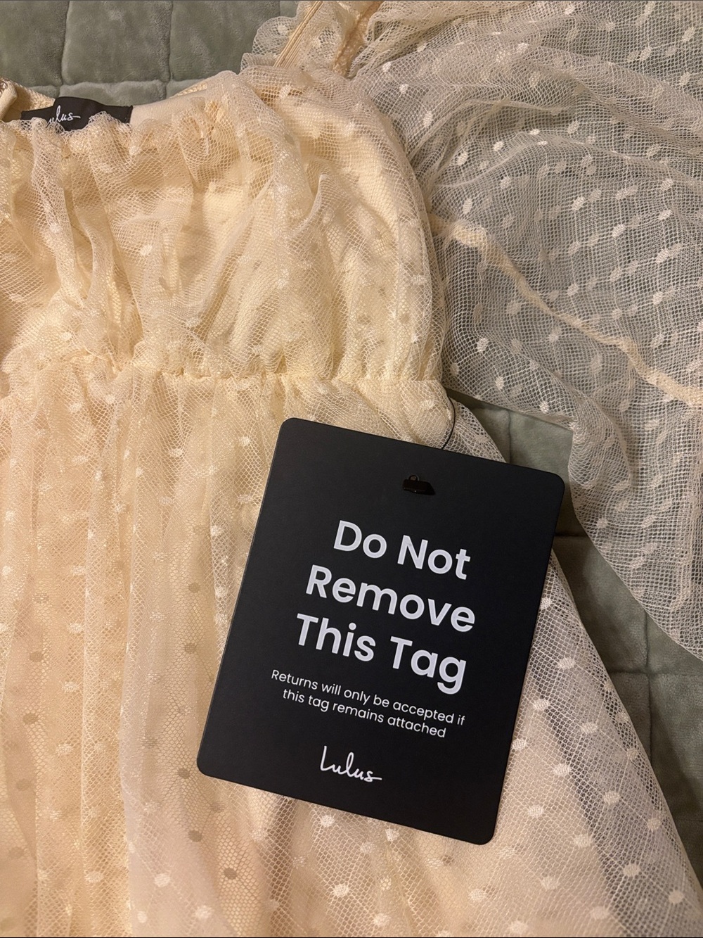 Lulu's Cream Swiss Dot Mini Dress